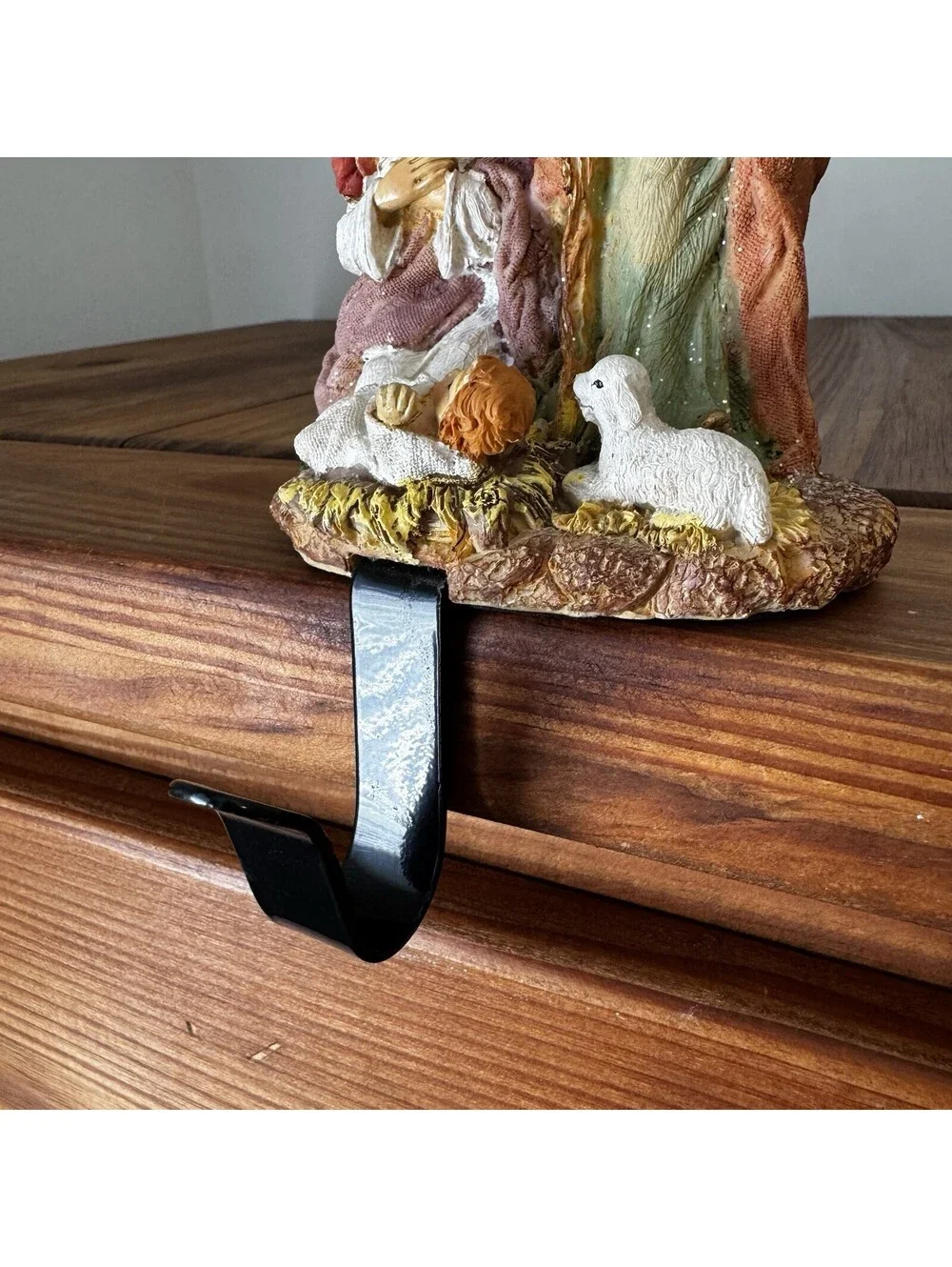 Vintage Nativity Scene Holy Family Christmas Stocking Hanger Holder Mantel Decor